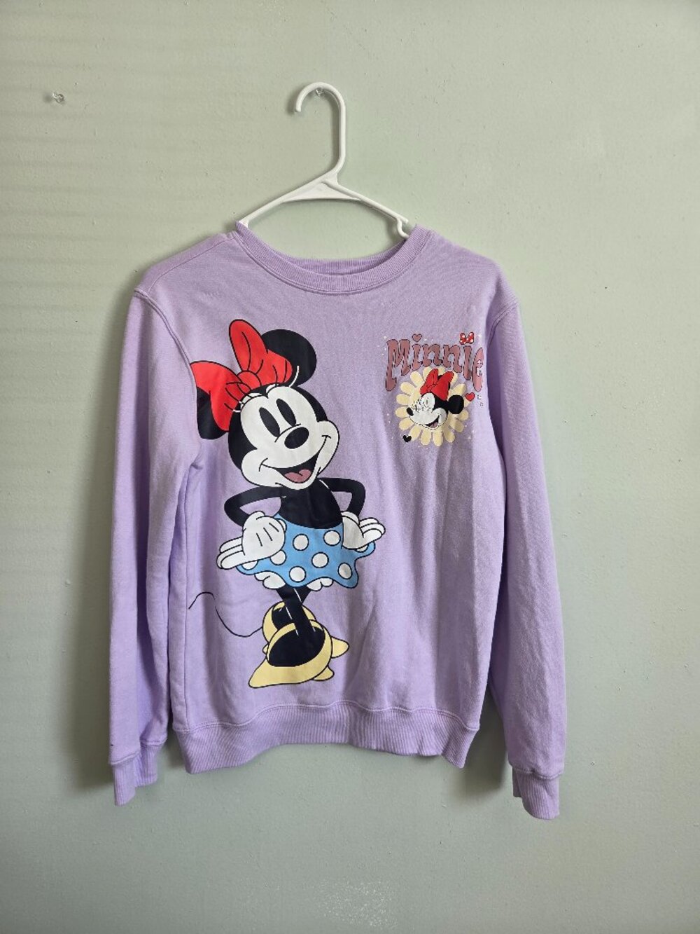 Disney Minnie Mouse Purple Sweatshirt Women's XS Lavender Long Sleeve Comfy NWT